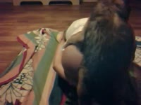 Teen animal sex with a dog on the floor